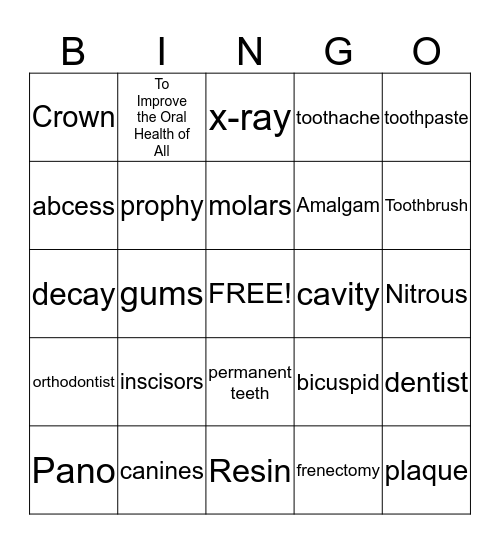 DentaQuest Bingo Card
