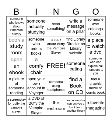 Find something or do something in the Library!  Bingo Card
