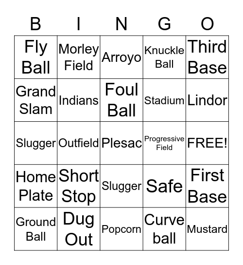 Baseball Bingo Card