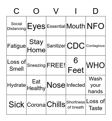 COVID-19 Bingo Card