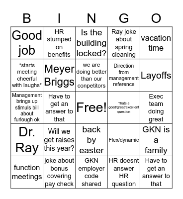 Layed off - leggo Bingo Card