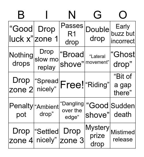 Tipping Point Bingo Card