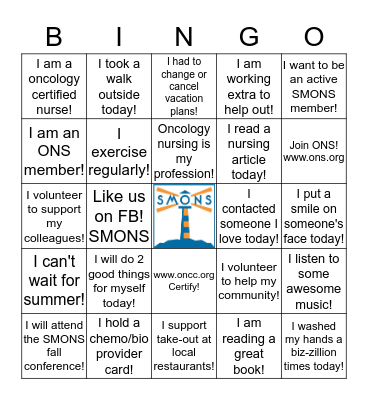 Oncology Nurses! Bingo Card
