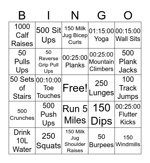 Gainz Town Bingo Card