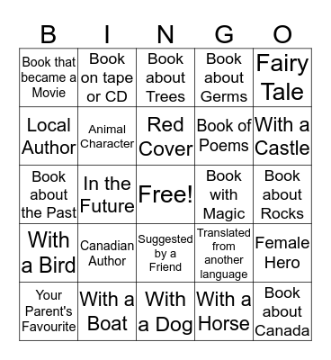 Book Bingo for Kids Bingo Card