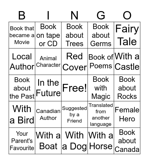 Book Bingo for Kids Bingo Card
