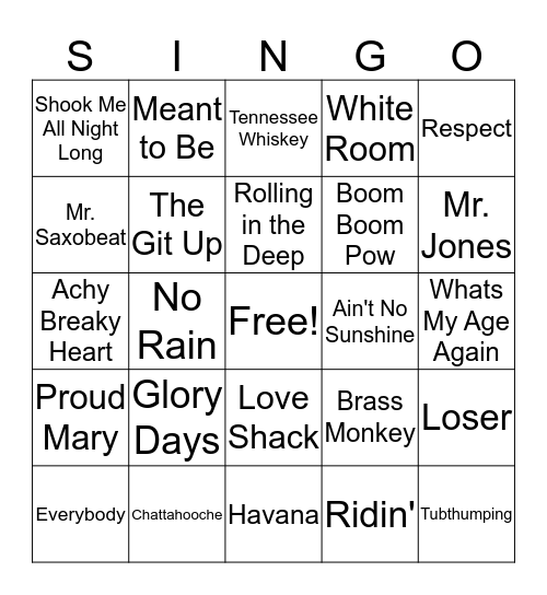 Identify the Song Bingo Card