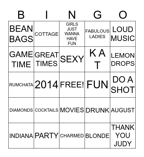 PARTY TIME  BINGO Card