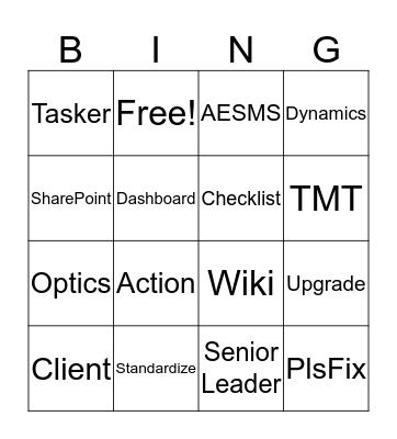 TMT Bingo Card