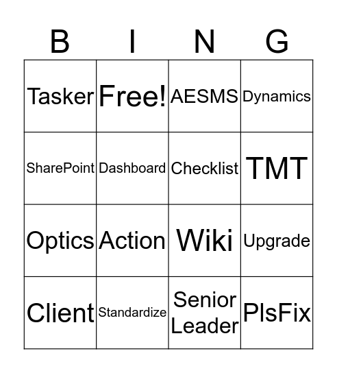 TMT Bingo Card