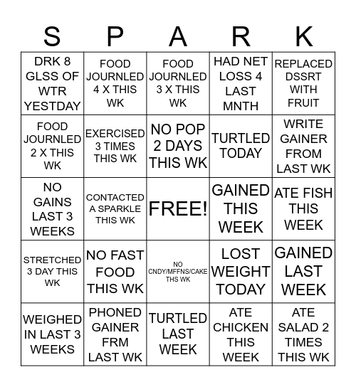 SPARKLE BINGO Card