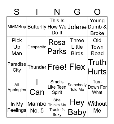 Identify the Song Bingo Card