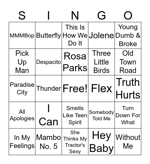 Identify the Song Bingo Card