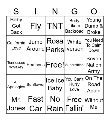 Identify the Song Bingo Card