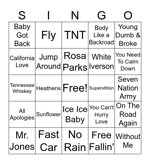 Identify the Song Bingo Card