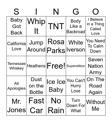 Identify the Song Bingo Card