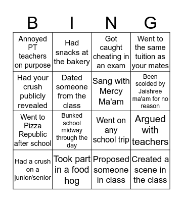 CPS Class of 2016 Bingo Card
