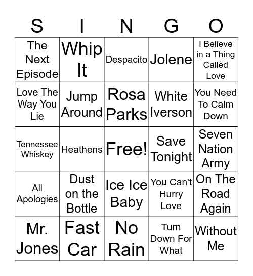 Identify the Song Bingo Card