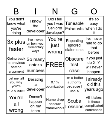 Josh Bingo Card
