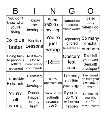 Josh Bingo Card