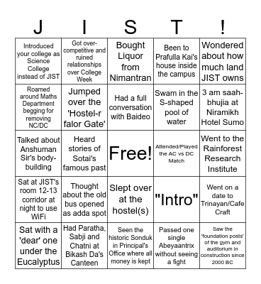 The JIST Bingo Card
