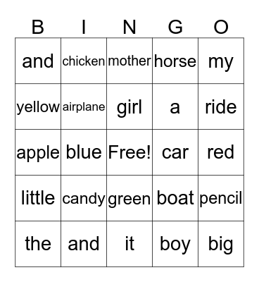 Edmark Bingo Card