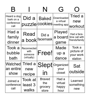 Self - Quarantine BINGO Card