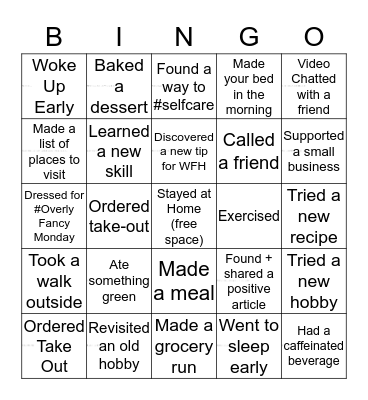 #StayAtHome Bingo Card