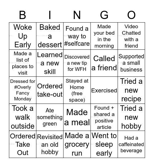 #StayAtHome Bingo Card