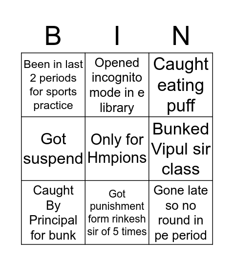 Only for HMPIONS Bingo Card