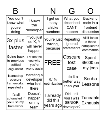 Josh Bingo Card