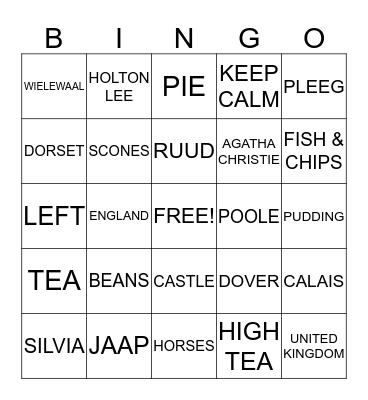 DORSET BINGO Card