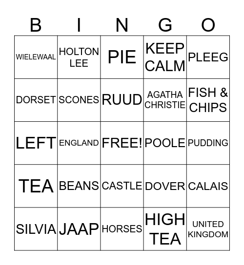 DORSET BINGO Card