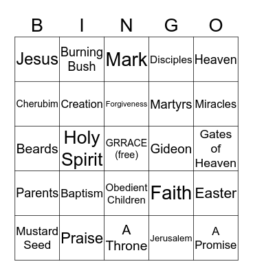 Red Cedar Church - Bible Theme Bingo Card