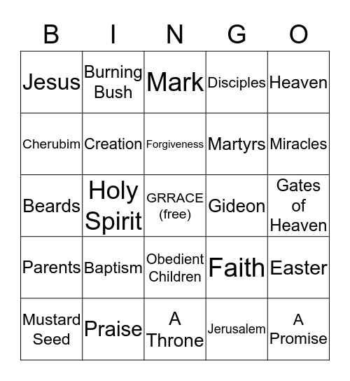 Red Cedar Church - Bible Theme Bingo Card