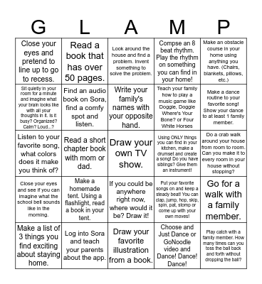 GLAMP'ing Bingo Card
