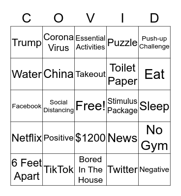 Quarantined Bingo Card