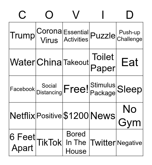 Quarantined Bingo Card