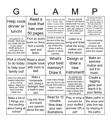 GLAMP'ing Bingo Card