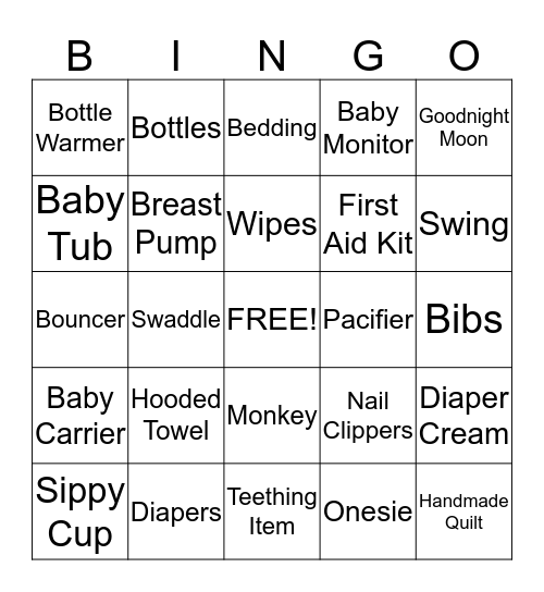 BRUCE BABY SHOWER Bingo Card