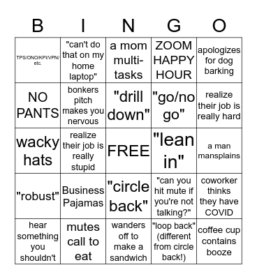 Spouse on a Conference Call Bingo Card