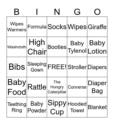 BRUCE BABY SHOWER Bingo Card
