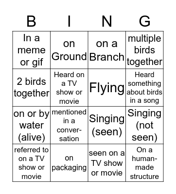 Beginning bird bingo Card