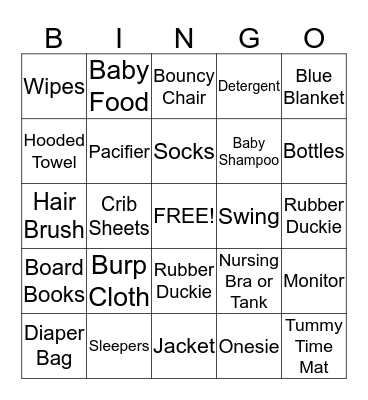 BRUCE BABY SHOWER Bingo Card