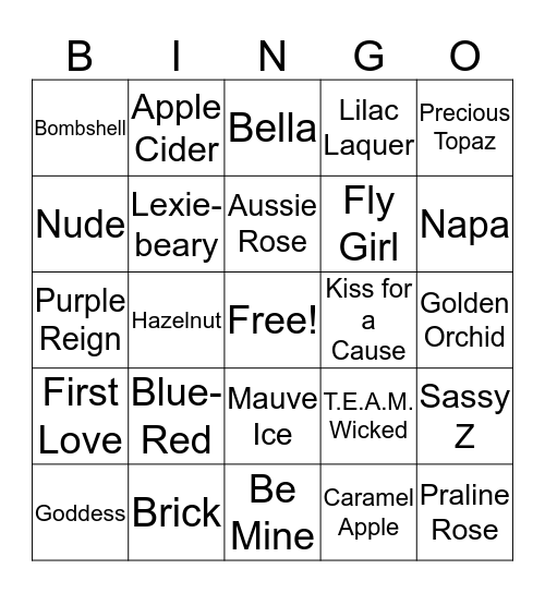 LipSense Bingo Card