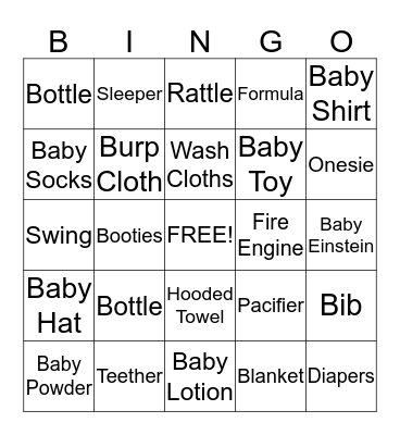 BRUCE BABY SHOWER Bingo Card