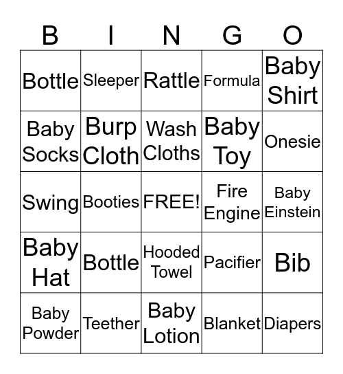 BRUCE BABY SHOWER Bingo Card