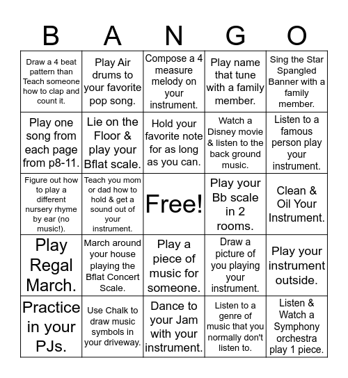 Beginning Bango Bingo for April Bingo Card