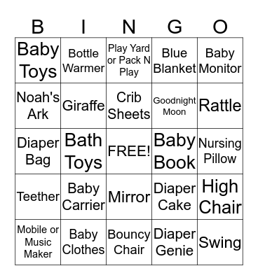 BRUCE BABY SHOWER Bingo Card