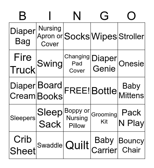 BRUCE BABY SHOWER Bingo Card